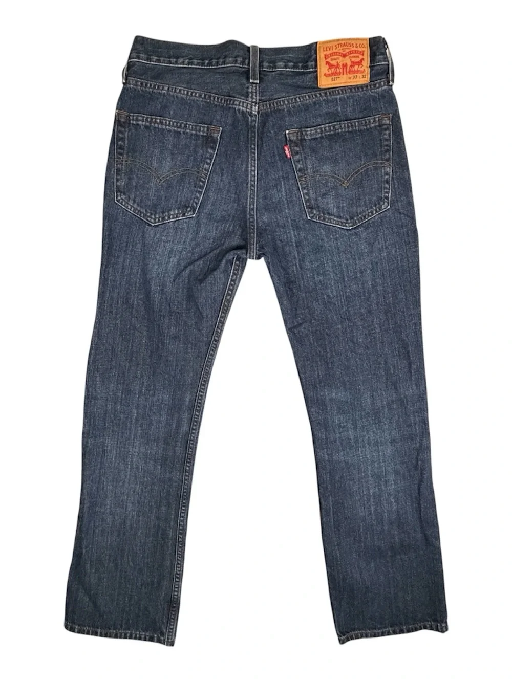 Levi’s 527 Jeans Mens 32X32 (Fit 32X31) Blue Slim Boot Cut Dark Wash Distressed